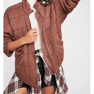 Free People Dolman Quilted Knit Jacket - dusty rose